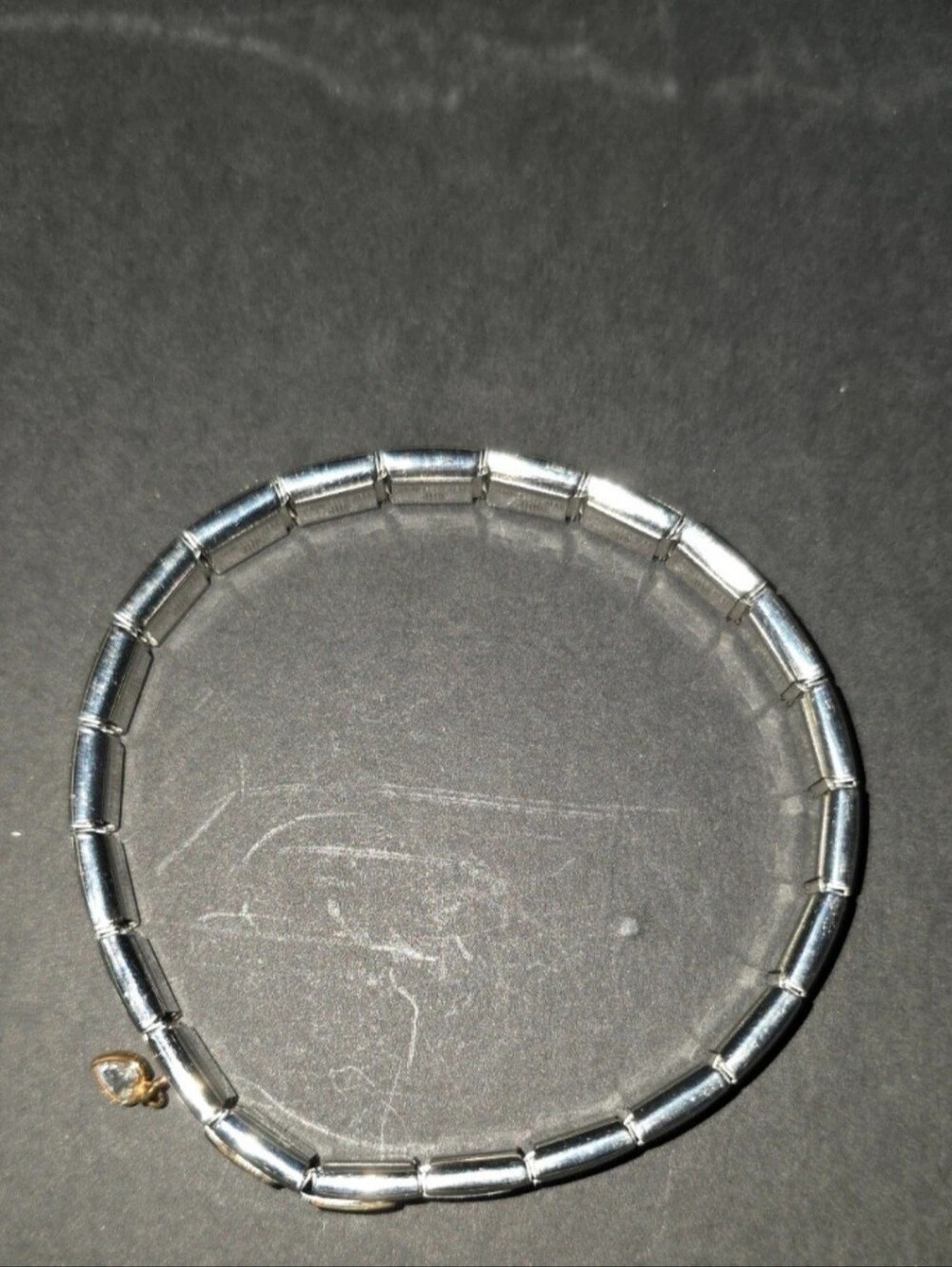 Source Unknown Silver Tube Bead Stretch Bracelet